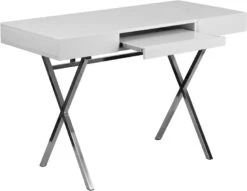44.25''W X 21.625''D White Computer Desk With Keyboard Tray And Drawers - By Flash Furniture - Madison Seating