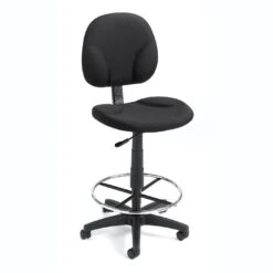 Armless Drafting Stool With Black Crepe Fabric Upholstery By Boss Office Products - Madison Seating