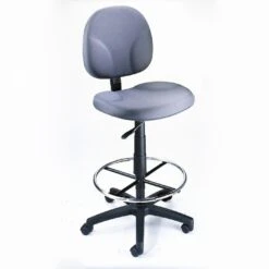 Armless Drafting Stool With Gray Crepe Fabric Upholstery By Boss Office Products - Madison Seating