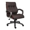 Back Double Plush Executive Office Chair With Bomber Brown LeatherPlus Upholstery With Pewter Finish By Boss Office Products - Madison Seating -Executive Chairs Sales Back Double Plush Executive Office Chair with Bomber Brown LeatherPlus Upholstery with Pewter Finish by Boss Office Products