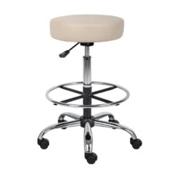Backless Medical Drafting Stool With Beige Caressoft Upholstery By Boss Office Products - Madison Seating