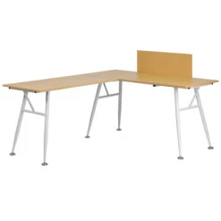 Beech Laminate L-Shape Computer Desk With White Frame Finish - By Flash Furniture - Madison Seating
