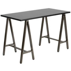 Black Computer Desk With Brown Frame - By Flash Furniture - Madison Seating