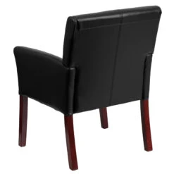 Black Leather Executive Side Reception Chair With Mahogany Legs - By Flash Furniture - Madison Seating -Executive Chairs Sales Black Leather Executive Side Reception Chair with Mahogany Legs by Flash Furniture 2