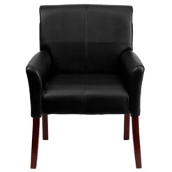Black Leather Executive Side Reception Chair With Mahogany Legs - By Flash Furniture - Madison Seating -Executive Chairs Sales Black Leather Executive Side Reception Chair with Mahogany Legs by Flash Furniture 3