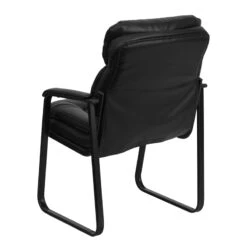 Black Leather Executive Side Reception Chair With Sled Base - By Flash Furniture - Madison Seating -Executive Chairs Sales Black Leather Executive Side Reception Chair with Sled Base by Flash Furniture 2