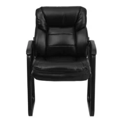 Black Leather Executive Side Reception Chair With Sled Base - By Flash Furniture - Madison Seating -Executive Chairs Sales Black Leather Executive Side Reception Chair with Sled Base by Flash Furniture 3