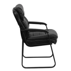 Black Leather Executive Side Reception Chair With Sled Base - By Flash Furniture - Madison Seating -Executive Chairs Sales Black Leather Executive Side Reception Chair with Sled Base by Flash Furniture 4