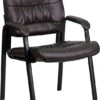Brown Leather Executive Side Reception Chair With Black Frame Finish - By Flash Furniture - Madison Seating -Executive Chairs Sales Brown Leather Executive Side Reception Chair with Black Frame Finish by Flash Furniture