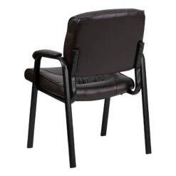 Brown Leather Executive Side Reception Chair With Black Frame Finish - By Flash Furniture - Madison Seating -Executive Chairs Sales Brown Leather Executive Side Reception Chair with Black Frame Finish by Flash Furniture 2