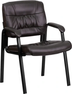 Brown Leather Executive Side Reception Chair With Black Frame Finish - By Flash Furniture - Madison Seating