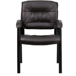 Brown Leather Executive Side Reception Chair With Black Frame Finish - By Flash Furniture - Madison Seating -Executive Chairs Sales Brown Leather Executive Side Reception Chair with Black Frame Finish by Flash Furniture 3