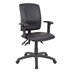 Budget Task Chair With Adjustable Arms With Black CaressoftPlus Upholstery By Boss Office Products - Madison Seating