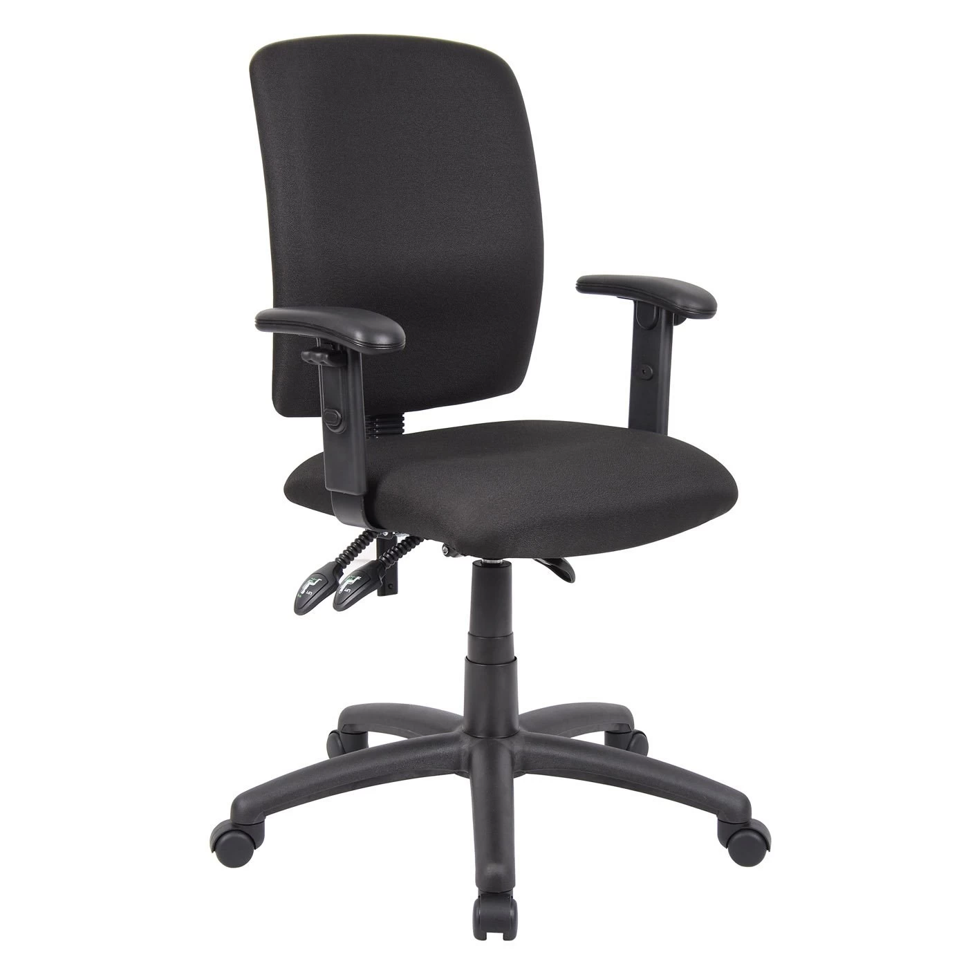 Budget Task Chair With Adjustable Arms With Black Crepe Fabric Upholstery By Boss Office Products - Madison Seating 3 Budget Task Chair With Adjustable Arms With Black Crepe Fabric Upholstery By Boss Office Products - Madison Seating