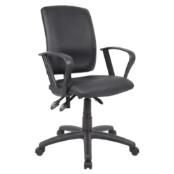 Budget Task Chair With Loop Arms With Black CaressoftPlus Upholstery By Boss Office Products - Madison Seating