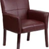 Burgundy Leather Executive Side Reception Chair With Mahogany Legs - By Flash Furniture - Madison Seating -Executive Chairs Sales Burgundy Leather Executive Side Reception Chair with Mahogany Legs by Flash Furniture
