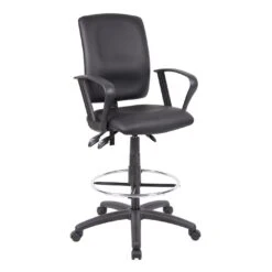 Drafting Stool With Loop Arms With Black CaressoftPlus Upholstery By Boss Office Products - Madison Seating