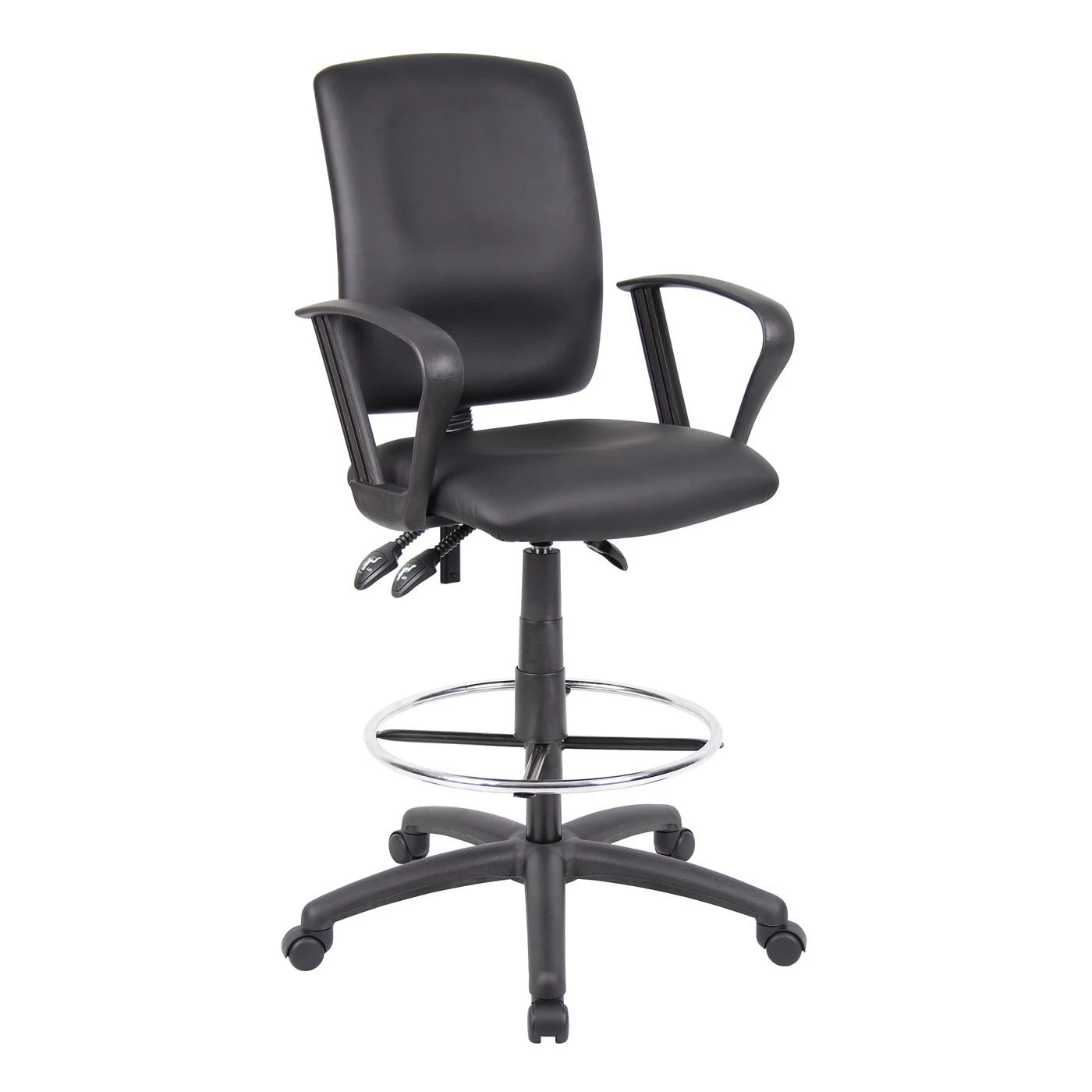 Drafting Stool With Loop Arms With Black CaressoftPlus Upholstery By Boss Office Products - Madison Seating 3 Drafting Stool With Loop Arms With Black CaressoftPlus Upholstery By Boss Office Products - Madison Seating