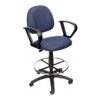 Drafting Stool With Loop Arms With Blue Crepe Fabric Upholstery By Boss Office Products - Madison Seating -Executive Chairs Sales Drafting Stool with Loop Arms with Blue Crepe Fabric Upholstery by Boss Office Products