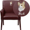 Embroidered Burgundy Leather Executive Side Reception Chair With Mahogany Legs - By Flash Furniture - Madison Seating -Executive Chairs Sales Embroidered Burgundy Leather Executive Side Reception Chair with Mahogany Legs by Flash Furniture