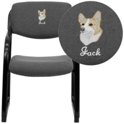 Embroidered Gray Fabric Executive Side Reception Chair With Sled Base - By Flash Furniture - Madison Seating