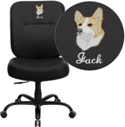 Embroidered HERCULES Series Big & Tall 400 Lb. Rated Black Leather Executive Swivel Chair - By Flash Furniture - Madison Seating