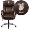 Embroidered HERCULES Series Big & Tall 500 Lb. Rated Brown Leather Executive Swivel Chair With Extra Wide Seat - By Flash Furniture - Madison Seating -Executive Chairs Sales Embroidered HERCULES Series Big Tall 500 lb. Rated Brown Leather Executive Swivel Chair with Extra Wide Seat by Flash Furniture