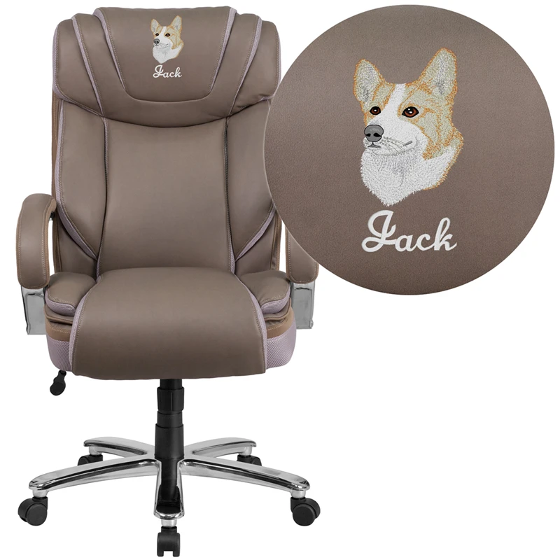 Embroidered HERCULES Series Big & Tall 500 Lb. Rated Taupe Leather Executive Swivel Chair With Extra Wide Seat - By Flash Furniture - Madison Seating 3 Embroidered HERCULES Series Big & Tall 500 Lb. Rated Taupe Leather Executive Swivel Chair With Extra Wide Seat - By Flash Furniture - Madison Seating