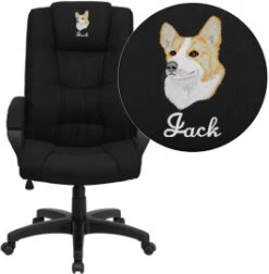 Embroidered High Back Black Fabric Executive Swivel Chair With Arms - By Flash Furniture - Madison Seating