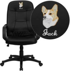 Embroidered High Back Black Glove Vinyl Executive Swivel Chair With Arms - By Flash Furniture - Madison Seating