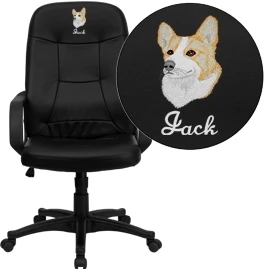 Embroidered High Back Black Glove Vinyl Executive Swivel Chair With Arms - By Flash Furniture - Madison Seating 3 Embroidered High Back Black Glove Vinyl Executive Swivel Chair With Arms - By Flash Furniture - Madison Seating