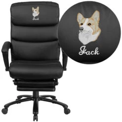 Embroidered High Back Black Leather Executive Reclining Swivel Chair With Comfort Coil Seat Springs And Arms - By Flash Furniture - Madison Seating