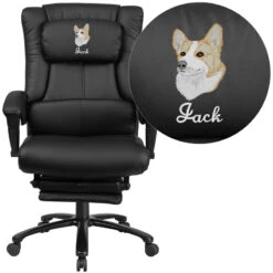 Embroidered High Back Black Leather Executive Reclining Swivel Chair With Lumbar Support, Comfort Coil Seat Springs And Arms - By Flash Furniture - Madison Seating