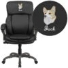 Embroidered High Back Black Leather Executive Swivel Chair With Lumbar Support Knob With Arms - By Flash Furniture - Madison Seating -Executive Chairs Sales Embroidered High Back Black Leather Executive Swivel Chair with Lumbar Support Knob with Arms by Flash Furniture