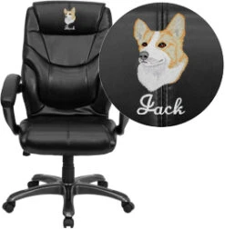 Embroidered High Back Black Leather Overstuffed Executive Swivel Chair With Arms - By Flash Furniture - Madison Seating