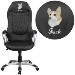 Embroidered High Back Black Vinyl Executive Swivel Chair With Arms - By Flash Furniture - Madison Seating