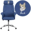 Embroidered High Back Blue Fabric Executive Swivel Chair With Chrome Base And Fully Upholstered Arms - By Flash Furniture - Madison Seating -Executive Chairs Sales Embroidered High Back Blue Fabric Executive Swivel Chair with Chrome Base and Fully Upholstered Arms by Flash Furniture
