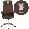 Embroidered High Back Brown Fabric Executive Swivel Chair With Chrome Base And Fully Upholstered Arms - By Flash Furniture - Madison Seating -Executive Chairs Sales Embroidered High Back Brown Fabric Executive Swivel Chair with Chrome Base and Fully Upholstered Arms by Flash Furniture