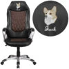 Embroidered High Back Brown Fabric And Black Vinyl Executive Swivel Chair With Arms - By Flash Furniture - Madison Seating