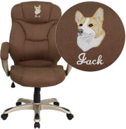 Embroidered High Back Brown Microfiber Contemporary Executive Swivel Chair With Arms - By Flash Furniture - Madison Seating