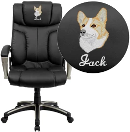 Embroidered High Back Folding Black Leather Executive Swivel Chair With Arms - By Flash Furniture - Madison Seating 3 Embroidered High Back Folding Black Leather Executive Swivel Chair With Arms - By Flash Furniture - Madison Seating