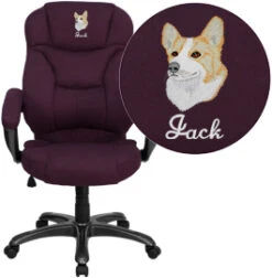 Embroidered High Back Grape Microfiber Contemporary Executive Swivel Chair With Arms - By Flash Furniture - Madison Seating