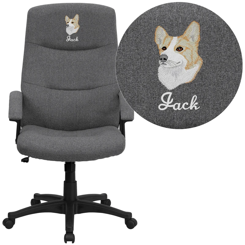 Embroidered High Back Gray Fabric Executive Swivel Chair With Arms - By Flash Furniture - Madison Seating 3 Embroidered High Back Gray Fabric Executive Swivel Chair With Arms - By Flash Furniture - Madison Seating
