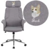 Embroidered High Back Gray Fabric Executive Swivel Chair With Chrome Base And Fully Upholstered Arms - By Flash Furniture - Madison Seating -Executive Chairs Sales Embroidered High Back Gray Fabric Executive Swivel Chair with Chrome Base and Fully Upholstered Arms by Flash Furniture