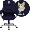 Embroidered High Back Navy Blue Microfiber Contemporary Executive Swivel Chair With Arms - By Flash Furniture - Madison Seating -Executive Chairs Sales Embroidered High Back Navy Blue Microfiber Contemporary Executive Swivel Chair with Arms by Flash Furniture