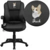 Embroidered Massaging Black Leather Executive Swivel Chair With Arms - By Flash Furniture - Madison Seating -Executive Chairs Sales Embroidered Massaging Black Leather Executive Swivel Chair with Arms by Flash Furniture