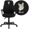 Embroidered Mid-Back Black Fabric Multifunction Ergonomic Swivel Task Chair With Adjustable Arms - By Flash Furniture - Madison Seating -Executive Chairs Sales Embroidered Mid Back Black Fabric Multifunction Ergonomic Swivel Task Chair with Adjustable Arms by Flash Furniture