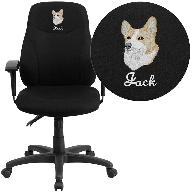 Embroidered Mid-Back Black Fabric Multifunction Ergonomic Swivel Task Chair With Adjustable Arms - By Flash Furniture - Madison Seating 3 Embroidered Mid-Back Black Fabric Multifunction Ergonomic Swivel Task Chair With Adjustable Arms - By Flash Furniture - Madison Seating