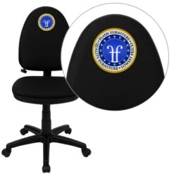 Embroidered Mid-Back Black Fabric Multifunction Swivel Task Chair With Adjustable Lumbar Support - By Flash Furniture - Madison Seating