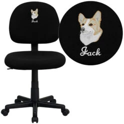 Embroidered Mid-Back Black Fabric Swivel Task Chair - By Flash Furniture - Madison Seating